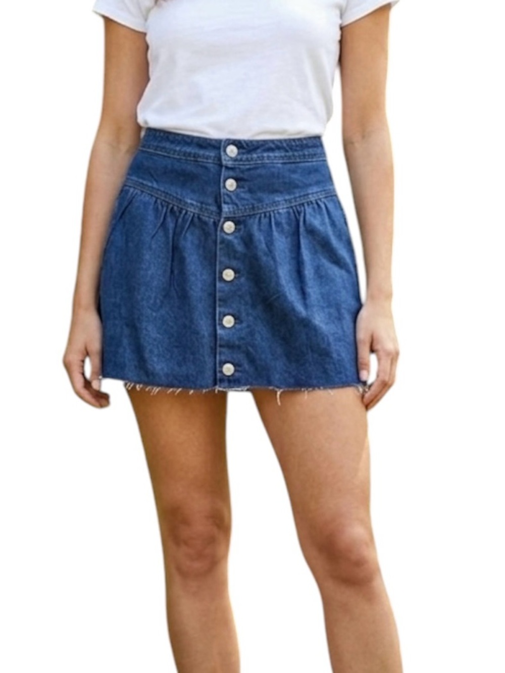 American Eagle AEO Denim Button Front Mini Skirt Lace up Western Country Jean 6 - Picture 7 of 8